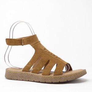 Born Womens LaPorta Sandals Brown Suede Gladiator Ankle Strap Flats 8/39